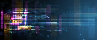 İnternet işi için teknoloji soyut fütüristik bilim geçmişi. Büyük veri konsepti. Vektör Sanatı.