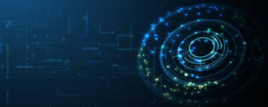 Teknoloji Ağı Vektör Arkaplanı bilim ve teknoloji sunum geçmişi. Büyük veri bağlantı yazılımı geliştirme duvar kağıdı. Vektör Sanatı.