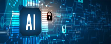 Siber güvenlik ve bilgi ya da ağ koruması. İş ve internet projesi için gelecek siber teknoloji web hizmetleri, Vektör Sanatı.