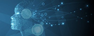 Soyut Yapay Zeka. Bulut hesaplama. Makine öğrenimi. Teknoloji web geçmişi. Sanal konsept geleceksel arka plan. Vektör Sanatı.