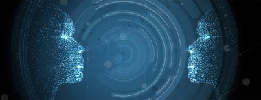 Soyut Yapay Zeka. Bulut hesaplama. Makine öğrenimi. Teknoloji web geçmişi. Sanal konsept geleceksel arka plan. Vektör Sanatı.