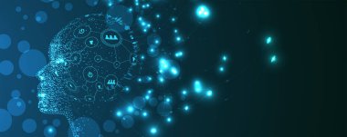 Soyut Yapay Zeka. Bulut hesaplama. Makine öğrenimi. Teknoloji web geçmişi. Sanal konsept geleceksel arka plan. Vektör Sanatı.
