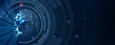 Soyut Yapay Zeka. Bulut hesaplama. Makine öğrenimi. Teknoloji web geçmişi. Sanal konsept geleceksel arka plan. Vektör Sanatı.