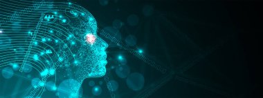 Soyut Yapay Zeka. Bulut hesaplama. Makine öğrenimi. Teknoloji web geçmişi. Sanal konsept geleceksel arka plan. Vektör Sanatı.