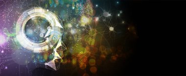 Soyut Yapay Zeka. Bulut hesaplama. Makine öğrenimi. Teknoloji web geçmişi. Sanal konsept geleceksel arka plan. Vektör Sanatı.