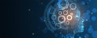 Soyut Yapay Zeka. Bulut hesaplama. Makine öğrenimi. Teknoloji web vektör geçmişi. Sanal konsept geleceksel arkaplan