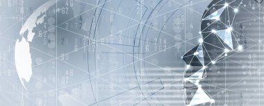 Soyut Yapay Zeka. Bulut hesaplama. Makine öğrenimi. Teknoloji web vektör geçmişi. Sanal konsept geleceksel arkaplan