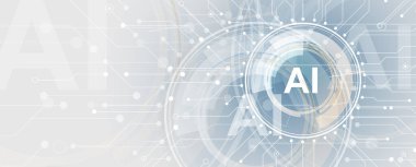 Soyut Yapay Zeka. Bulut hesaplama. Makine öğrenimi. Teknoloji web geçmişi. Sanal konsept geleceksel arka plan. Vektör Sanatı.