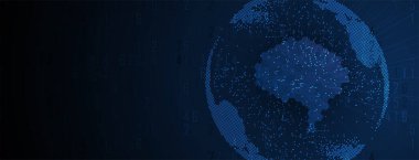 Soyut Yapay Zeka. Bulut hesaplama. Makine öğrenimi. Teknoloji web geçmişi. Sanal konsept geleceksel arka plan. Vektör Sanatı.