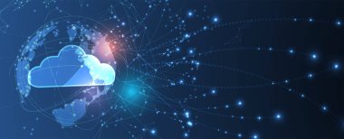 Modern bulut teknolojisi. Bütünleşik dijital web kavramı arka planı. Vektör Sanatı.