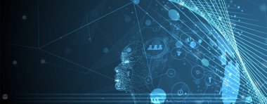 İnternet işi için teknoloji soyut fütüristik bilim geçmişi. Büyük veri konsepti. Vektör Sanatı.