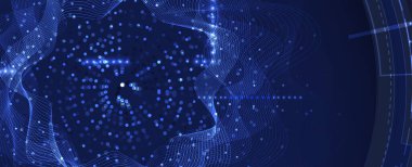 Soyut Teknoloji Dijital Parçacık Çemberleri. Gelecekçi arka plan. Büyük Veri Görselleştirme. Siber Kavram. Vektör Sanatı.