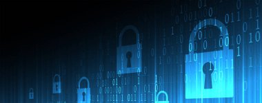 Siber güvenlik ve bilgi ya da ağ koruması. İş ve internet projesi için gelecekteki siber teknoloji web hizmetleri