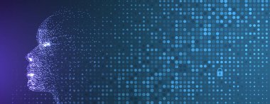 Soyut Yapay Zeka. Bulut hesaplama. Makine öğrenimi. Teknoloji web geçmişi. Sanal konsept geleceksel arkaplan