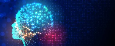 Soyut Yapay Zeka. Bulut hesaplama. Makine öğrenimi. Teknoloji web geçmişi. Sanal konsept geleceksel arkaplan