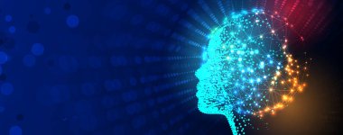 Soyut Yapay Zeka. Bulut hesaplama. Makine öğrenimi. Teknoloji web geçmişi. Sanal konsept geleceksel arkaplan