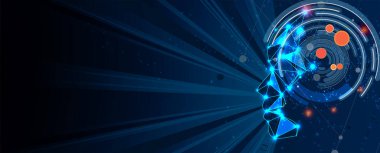 Soyut Yapay Zeka. Bulut hesaplama. Makine öğrenimi. Teknoloji web geçmişi. Sanal konsept geleceksel arkaplan