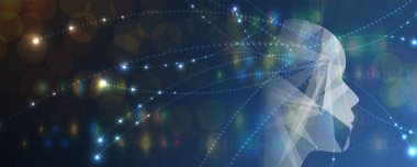 Soyut Yapay Zeka. Bulut hesaplama. Makine öğrenimi. Teknoloji web geçmişi. Sanal konsept geleceksel arkaplan