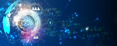 Soyut Yapay Zeka. Bulut hesaplama. Makine öğrenimi. Teknoloji web geçmişi. Sanal konsept geleceksel arkaplan