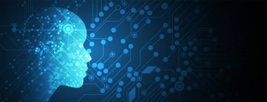 Soyut Yapay Zeka. Bulut hesaplama. Makine öğrenimi. Teknoloji web geçmişi. Sanal konsept geleceksel arkaplan