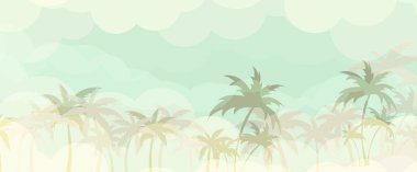 Palmiye ağaçları arasında yaz kumsalı partisi