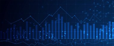 Finansal teknoloji ve iş analizi geçmişi. Sanal büyük veri bilimi illüstrasyonu. Vektör sanatı.