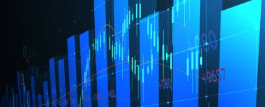 Finansal teknoloji ve iş analizi geçmişi. Sanal büyük veri bilimi illüstrasyonu. Vektör sanatı.