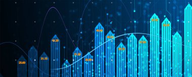 Finansal teknoloji ve iş analizi geçmişi. Sanal büyük veri bilimi illüstrasyonu. Vektör sanatı.