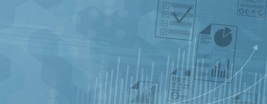 Finansal teknoloji ve iş analizi geçmişi. Sanal büyük veri bilimi illüstrasyonu. Vektör sanatı.