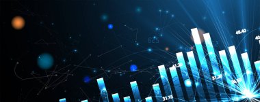 Finansal teknoloji ve iş analizi geçmişi. Sanal büyük veri bilimi illüstrasyonu. Vektör sanatı.