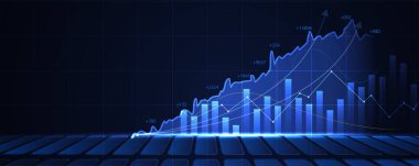 Finansal teknoloji ve iş analizi geçmişi. Sanal büyük veri bilimi illüstrasyonu. Vektör sanatı.