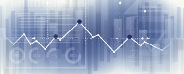 Finansal teknoloji ve iş analizi geçmişi. Sanal büyük veri bilimi illüstrasyonu. Vektör sanatı.
