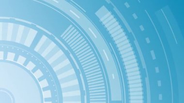 Dairesel gövde elementlerinin dinamik hareketli grafikleri fütüristik teknoloji arayüzü görüntüsü yaratıyor. Dönen daire gövde elementleri ve dijital hareket grafikleriyle geleceksel teknoloji arkaplanı