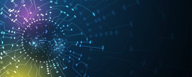 İnternet işi için teknoloji soyut fütüristik bilim geçmişi. Büyük veri konsepti. Vektör Sanatı