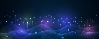 Soyut Teknoloji Dijital Parçacık Çemberleri. Gelecekçi arka plan. Büyük Veri Görselleştirme. Siber Kavram. Vektör Sanatı.