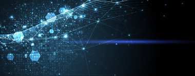 Soyut Yapay Zeka. Bulut hesaplama. Makine öğrenimi. Teknoloji web geçmişi. Sanal konsept geleceksel arkaplan