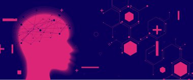 Soyut Yapay Zeka. Bulut hesaplama. Makine öğrenimi. Teknoloji web geçmişi. Sanal konsept geleceksel arkaplan