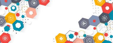 Basit çokgen elementlere sahip geometrik altıgen soyut arkaplan. Tıbbi, iş, teknoloji veya bilim tasarımı.