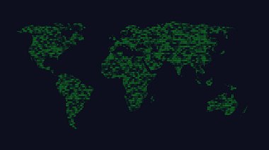 Dünya haritası parlayan sayılar, dünya kodu, dijital yaş, küresel internet.