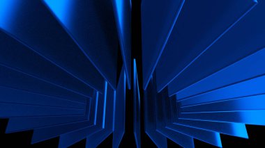 Bilimsel veya iş sunumu için 3d mavi kareleri döndürür