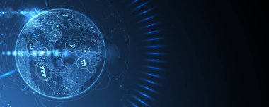 İnternet işi için teknoloji soyut fütüristik bilim geçmişi. Büyük veri kavramı.
