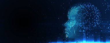 Soyut Yapay Zeka. Bulut hesaplama. Makine öğrenimi. Teknoloji web geçmişi. Sanal konsept geleceksel arkaplan