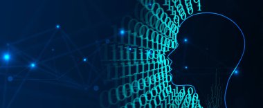 Soyut Yapay Zeka. Bulut hesaplama. Makine öğrenimi. Teknoloji web geçmişi. Sanal konsept geleceksel arkaplan