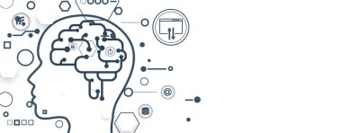 Soyut Yapay Zeka. Bulut hesaplama. Makine öğrenimi. Teknoloji web geçmişi. Sanal konsept geleceksel arkaplan