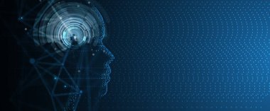 Soyut Yapay Zeka. Bulut hesaplama. Makine öğrenimi. Teknoloji web geçmişi. Sanal konsept geleceksel arkaplan
