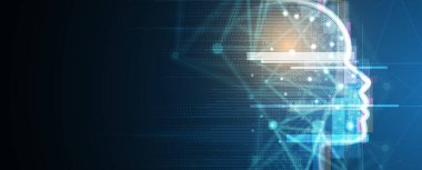 Soyut Yapay Zeka. Bulut hesaplama. Makine öğrenimi. Teknoloji web geçmişi. Sanal konsept geleceksel arkaplan