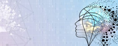 Soyut Yapay Zeka. Bulut hesaplama. Makine öğrenimi. Teknoloji web geçmişi. Sanal konsept geleceksel arkaplan