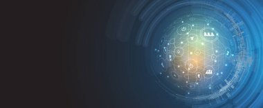 Soyut Yapay Zeka. Bulut hesaplama. Makine öğrenimi. Teknoloji web geçmişi. Sanal konsept geleceksel arkaplan