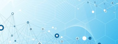 İş soyut küresel iletişim web pankartı, noktalar tasarımı ile bağlantılı çizgiler