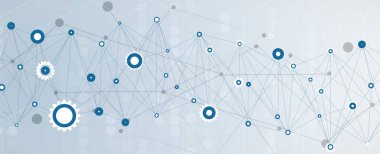 İş soyut küresel iletişim web pankartı, noktalar tasarımı ile bağlantılı çizgiler